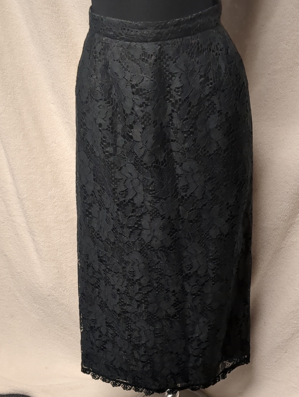 Black Lace Midi Skirt - Classic Women's Pencil Skirt